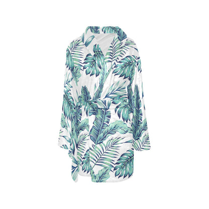 Pattern Tropical Palm Leaves Women's Fleece Robe