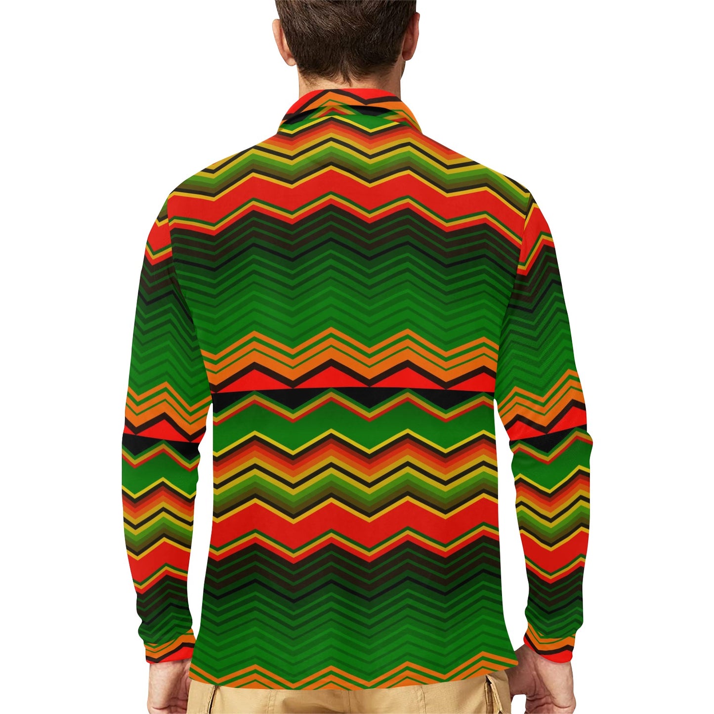Serape Print Design LKS306 Long Sleeve Polo Shirt For Men's