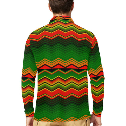 Serape Print Design LKS306 Long Sleeve Polo Shirt For Men's