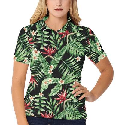 Bird Of Paradise Pattern Print Design BOP05 Women's Polo Shirt