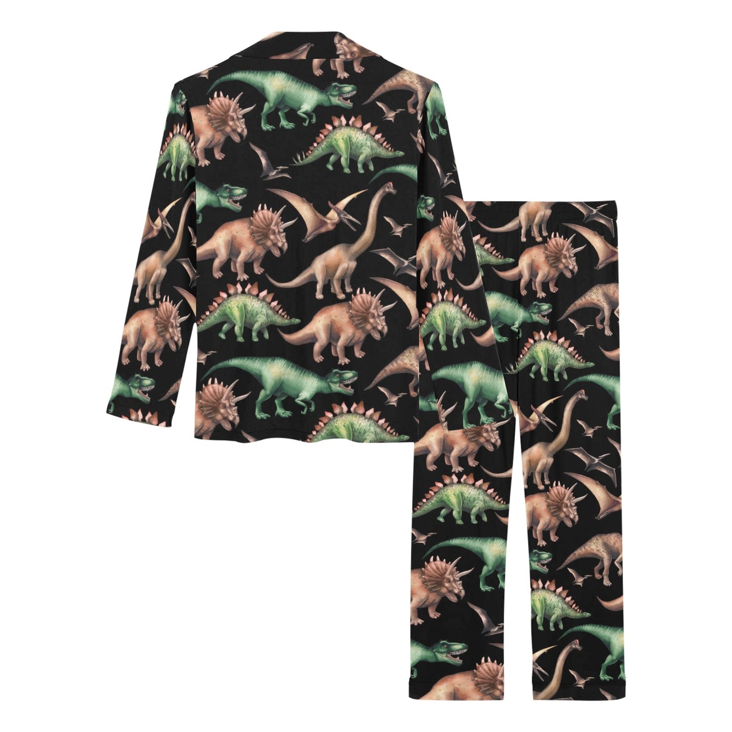 Dinosaur Print Pattern Women's Long Pajama Set