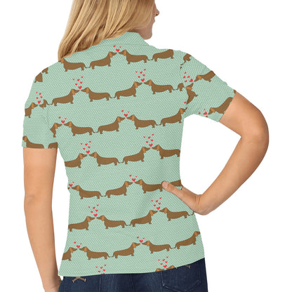 Dachshund Pattern Print Design 02 Women's Polo Shirt
