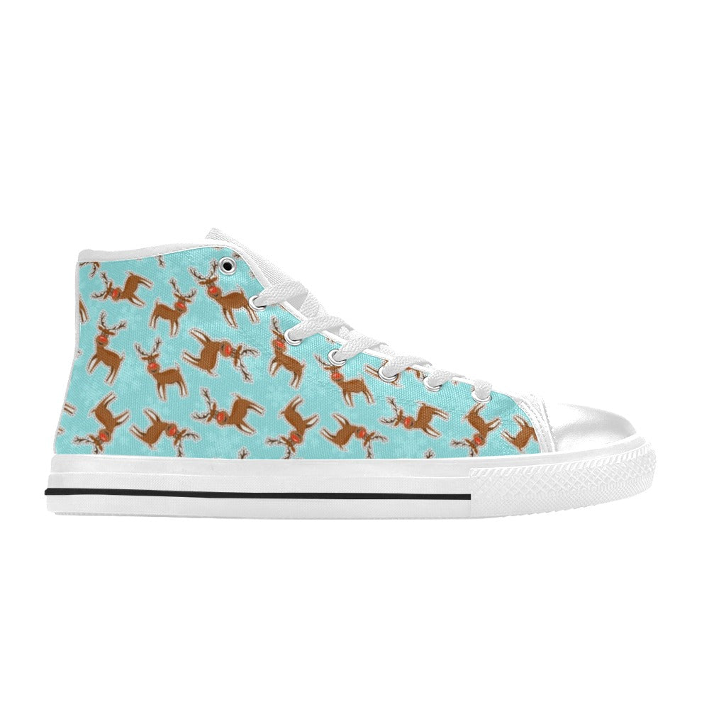 Reindeer Print Design LKS403 Men's High Top Canvas Shoes