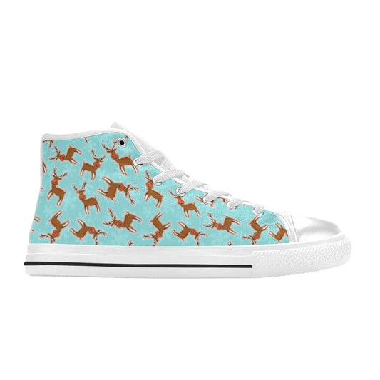 Reindeer Print Design LKS403 Men's High Top Canvas Shoes