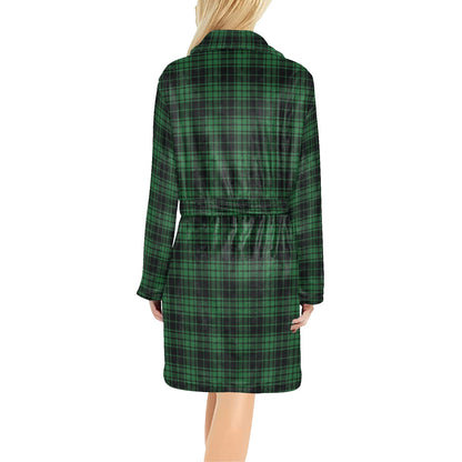 Green Tartan Plaid Pattern Women's Fleece Robe