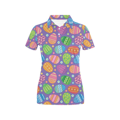 Easter Eggs Pattern Print Design RB010 Women's Polo Shirt