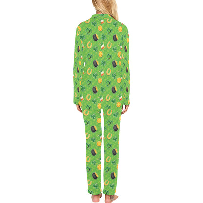 Shamrock Saint Patrick's Day Print Design LKS302 Women's Long Pajama Set