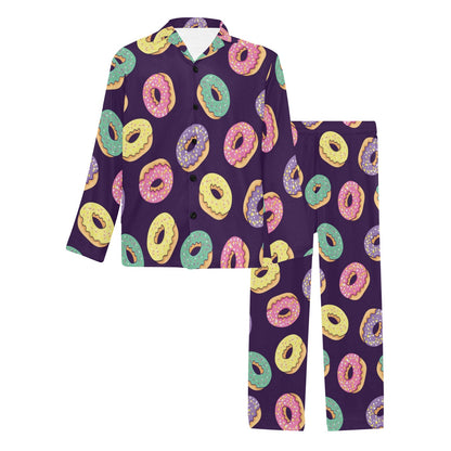 Donut Pattern Print Design DN08 Men's Long Pajama Set