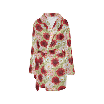 Gerberas Pattern Print Design GB07 Women's Fleece Robe