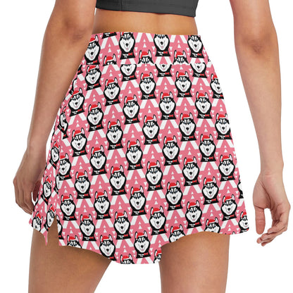 Siberian Huskies Christmas Themed Print Design LKS302 17" Golf & Pickleball Skort with Pockets
