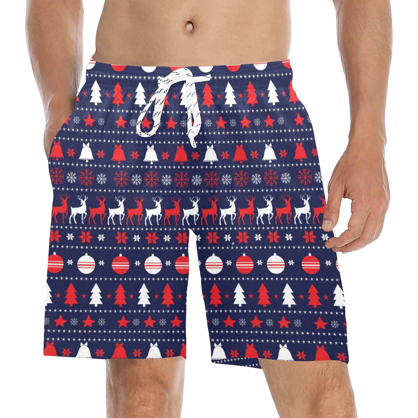 Reindeer Print Design LKS404 Men's Swim Trunks Beach Shorts