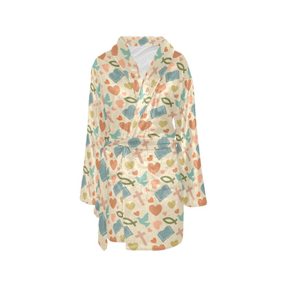Christian Symbol Pattern Women's Fleece Robe