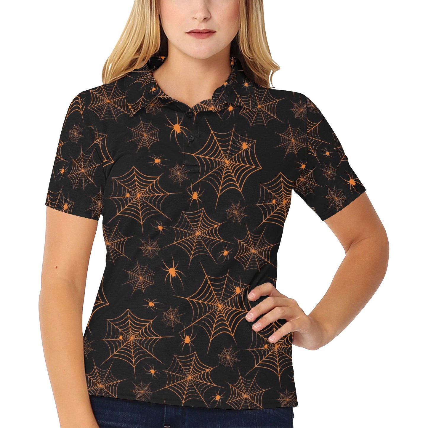Spider Web Print Design LKS306 Women's Polo Shirt