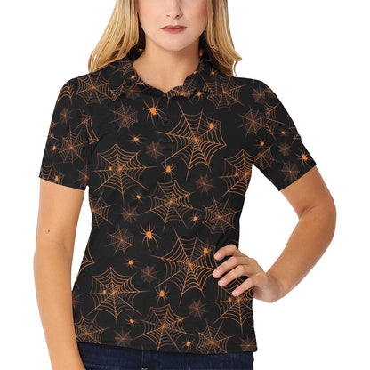 Spider Web Print Design LKS306 Women's Polo Shirt