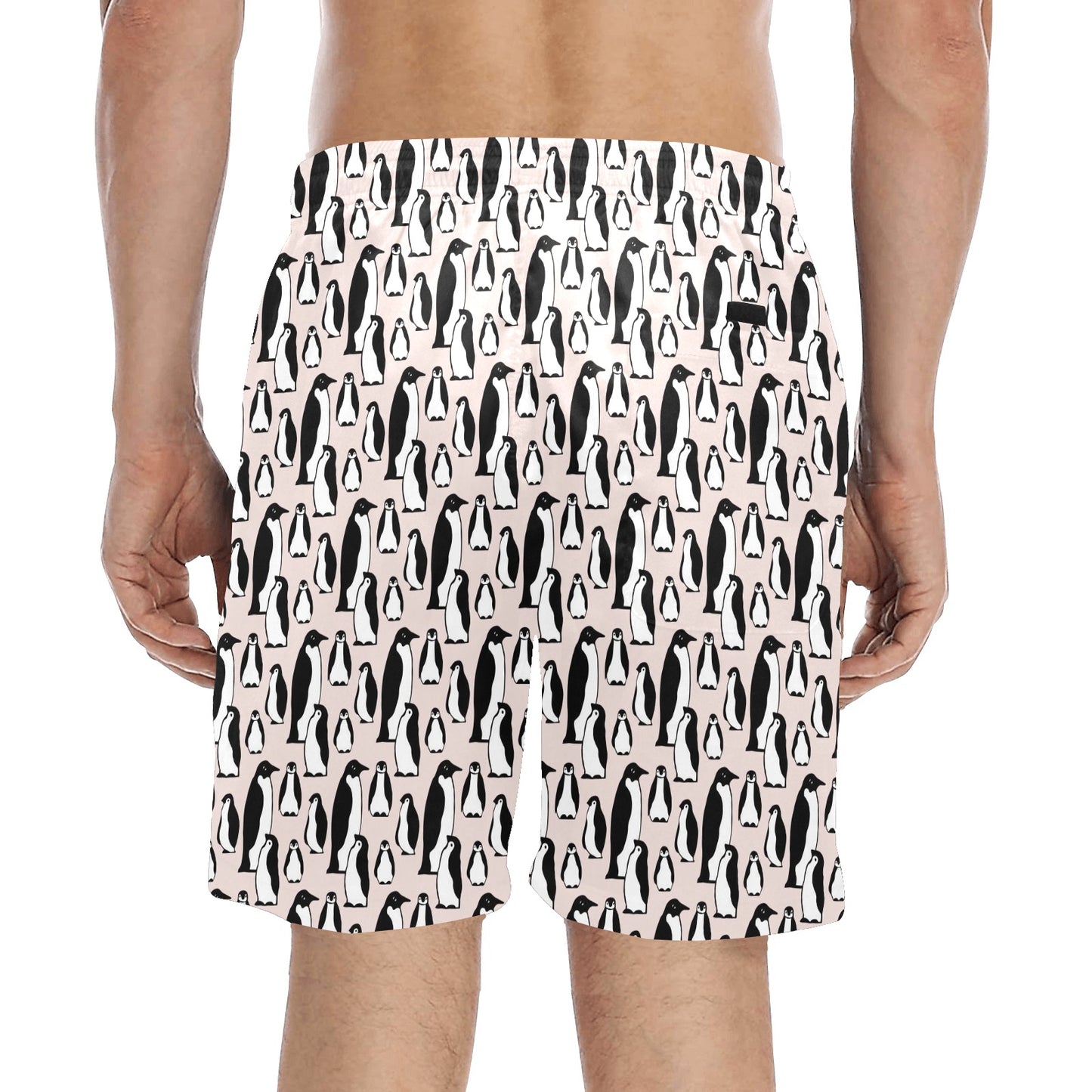 Penguin Themed Men's Swim Trunks Beach Shorts