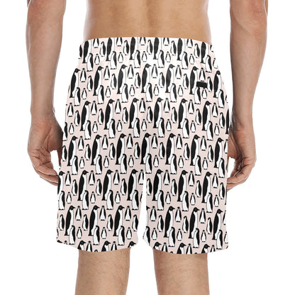 Penguin Themed Men's Swim Trunks Beach Shorts