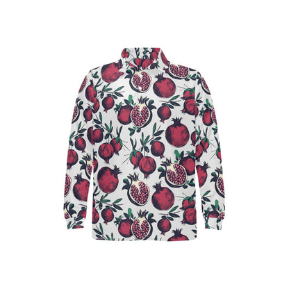 Pomegranate Pattern Print Design PG01 Long Sleeve Polo Shirt For Men's
