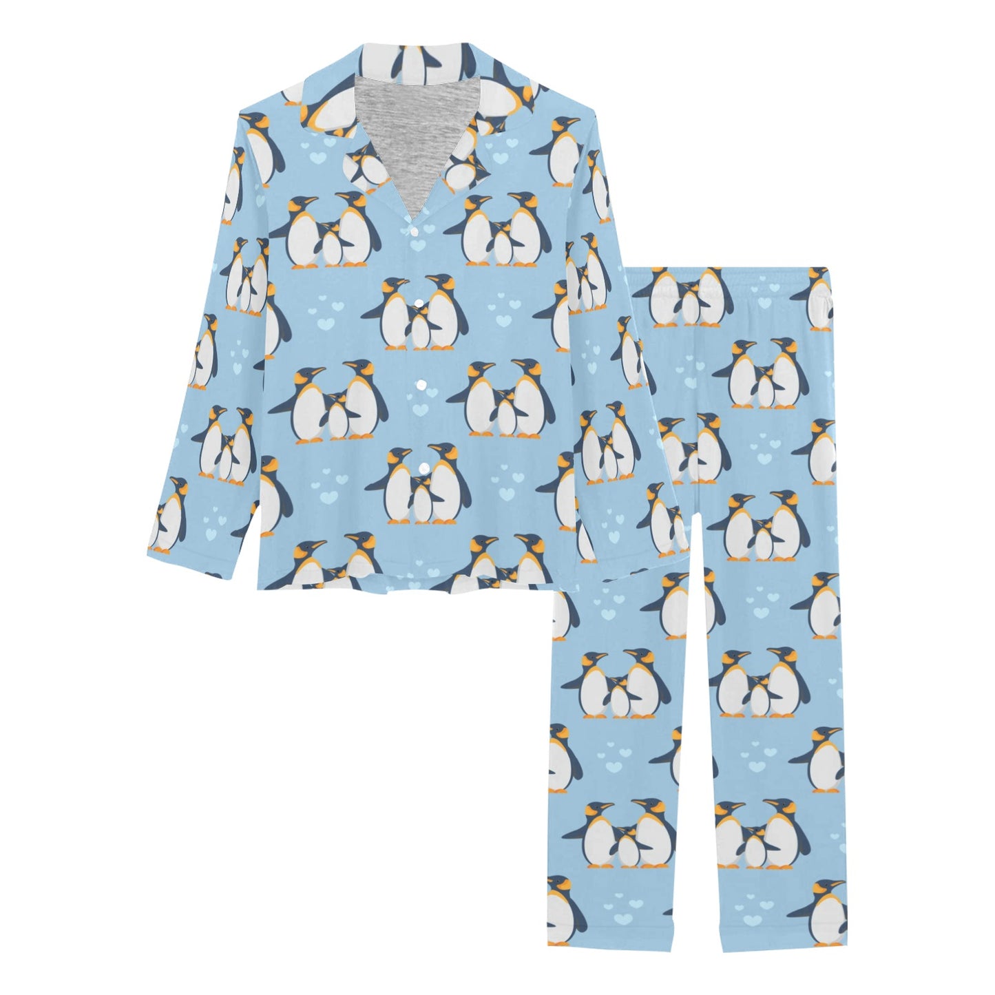Penguin Pattern Print Design A04 Women's Long Pajama Set