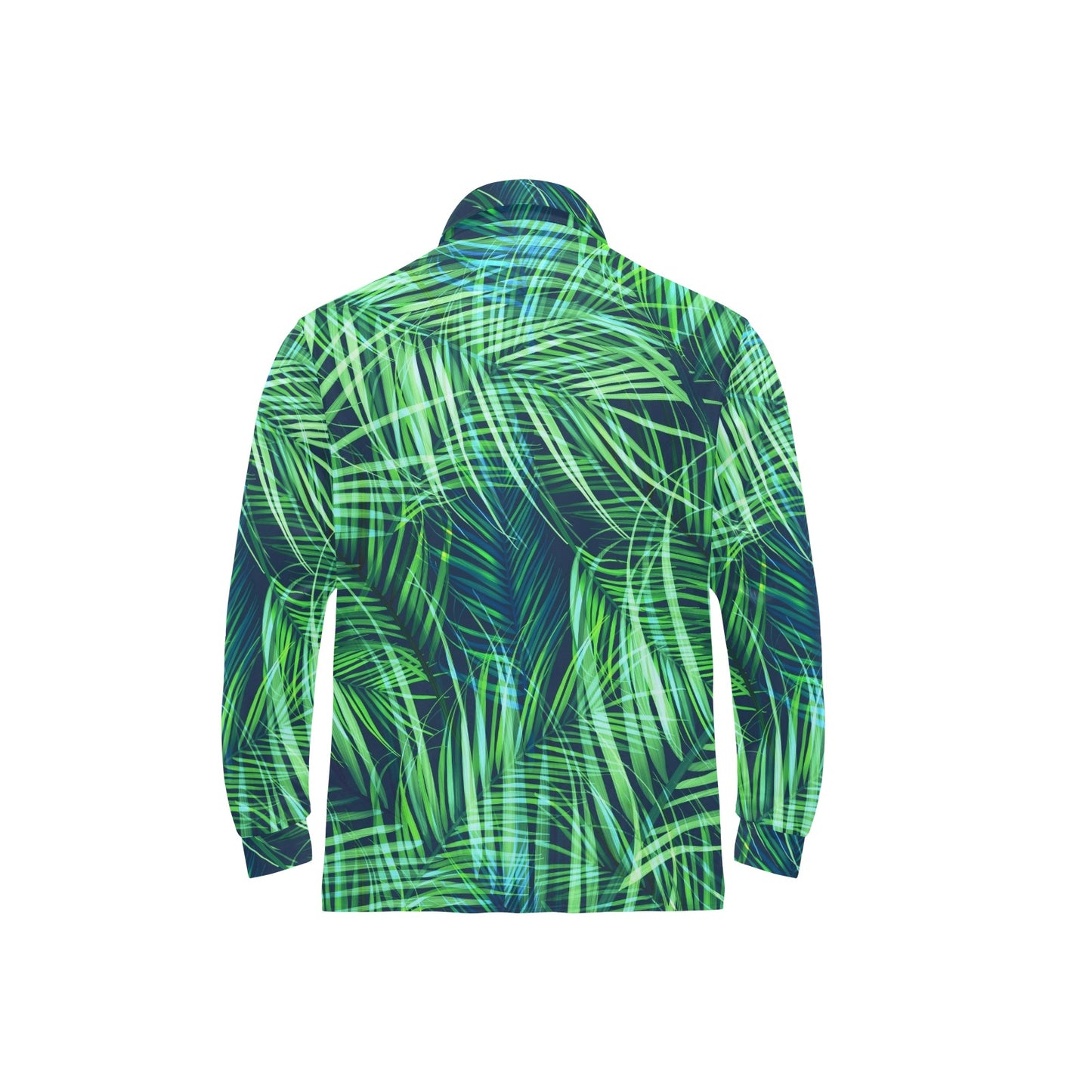 Palm Leaves Pattern Print Design PL02 Long Sleeve Polo Shirt For Men's