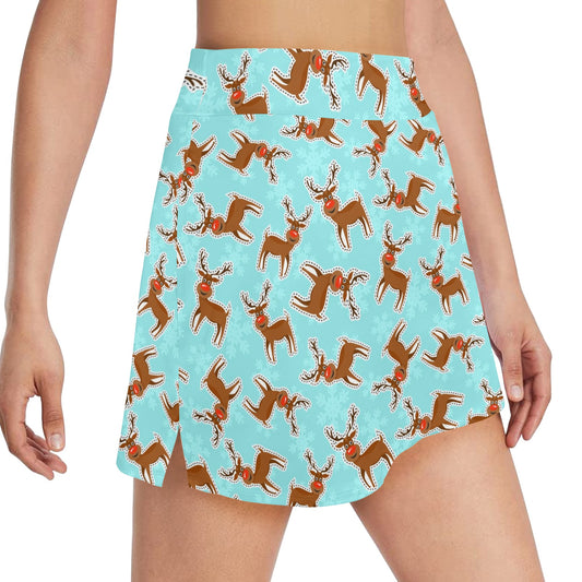 Reindeer Print Design LKS403 17" Golf & Pickleball Skort with Pockets
