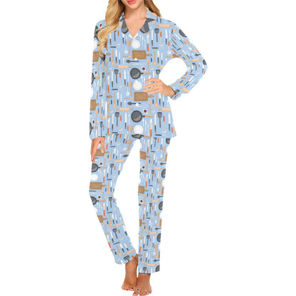 Cooking Kitchen Tools Pattern Print Design 02 Women's Long Pajama Set
