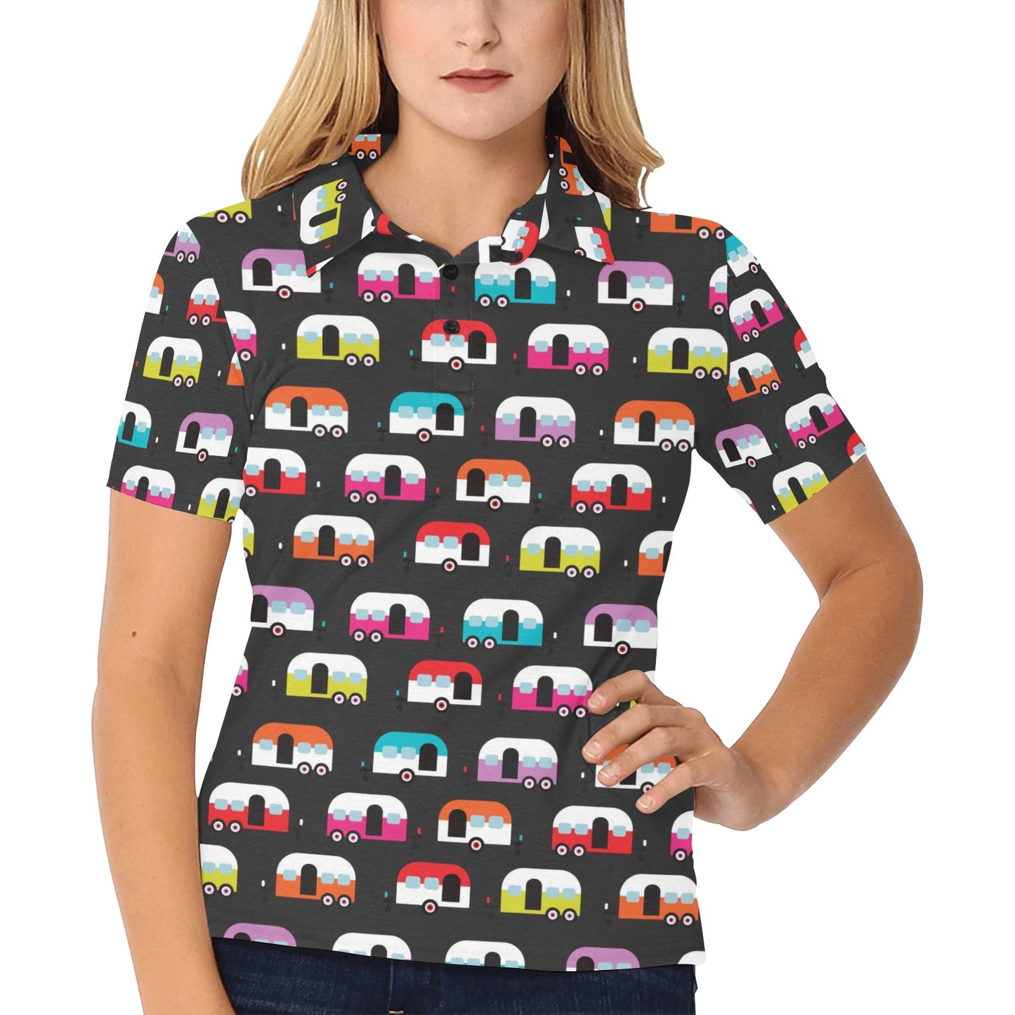 Camper Caravan Pattern Women's Polo Shirt