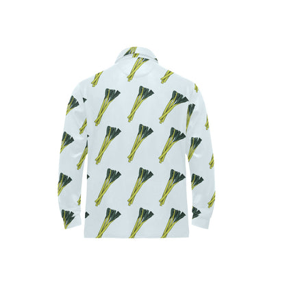 Leek Pattern Print Design 03 Long Sleeve Polo Shirt For Men's