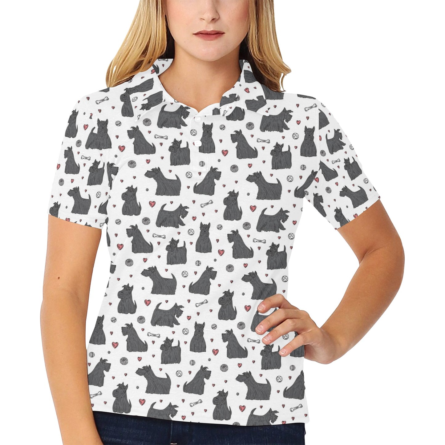 Scottish Terriers Print Design LKS3015 Women's Polo Shirt