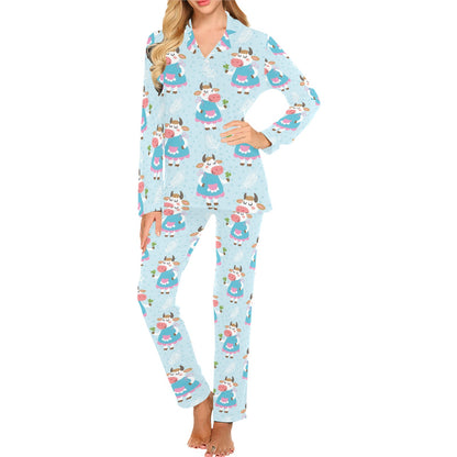 Cattle Happy Pattern Print Design 03 Women's Long Pajama Set