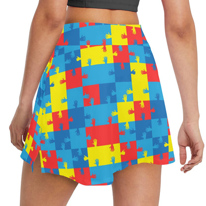 Autism Awareness Design Themed Print 17" Golf & Pickleball Skort with Pockets