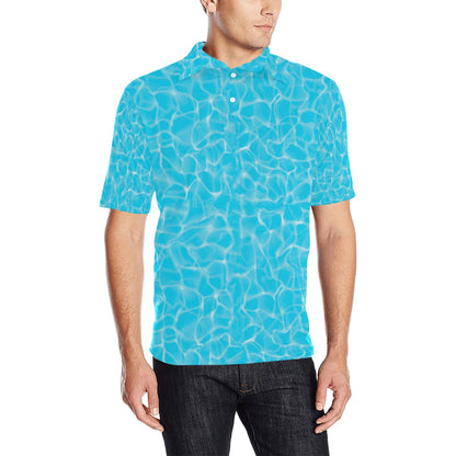 Swimming Pool Texture Print Design LKS301 Men Polo Shirt