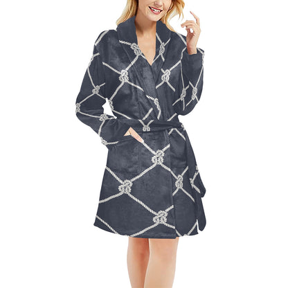 Rope Pattern Print Design A02 Women's Fleece Robe