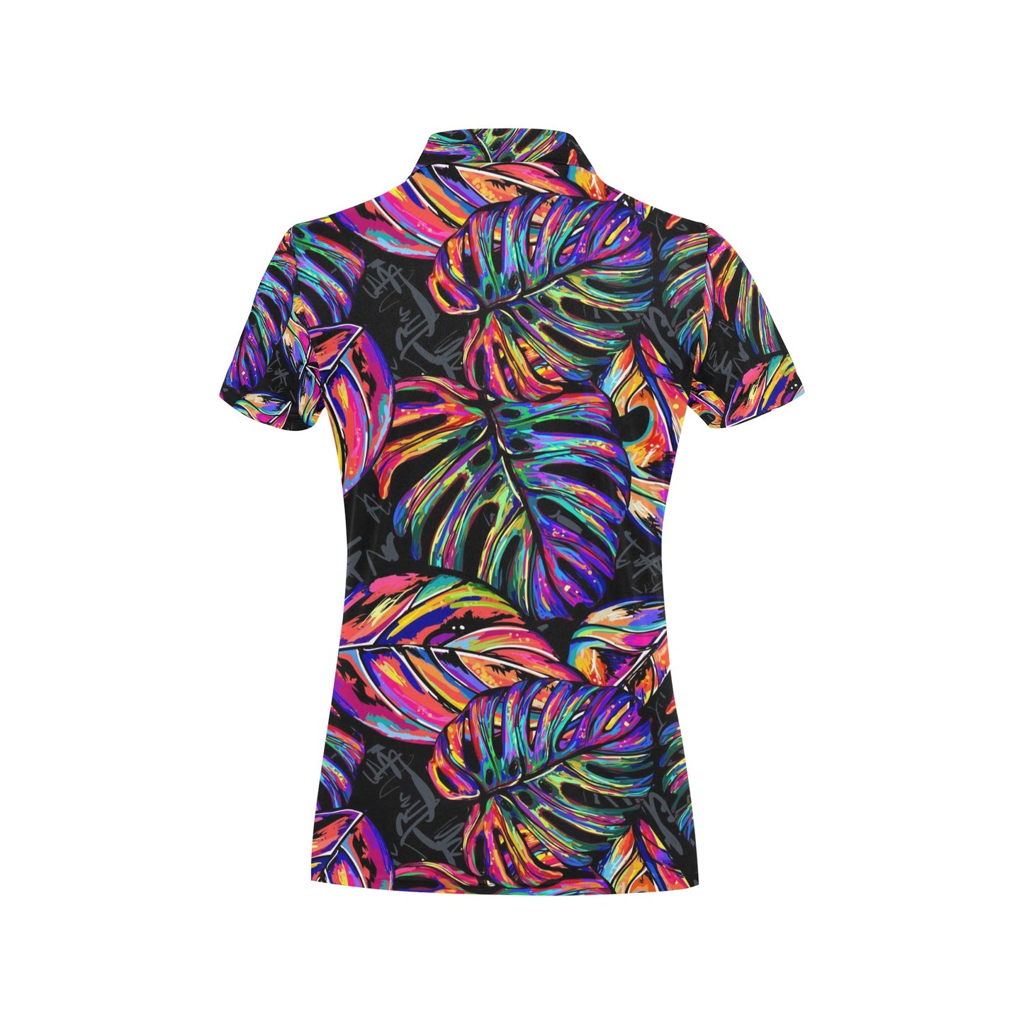 Neon Color Tropical Palm Leaves Women's Polo Shirt