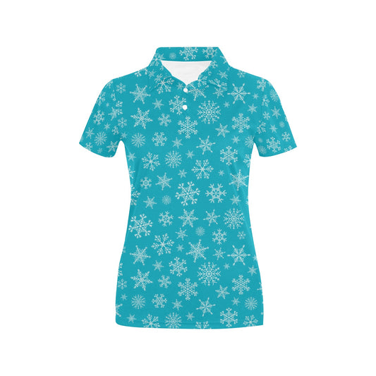 Snowflake Print Design LKS304 Women's Polo Shirt