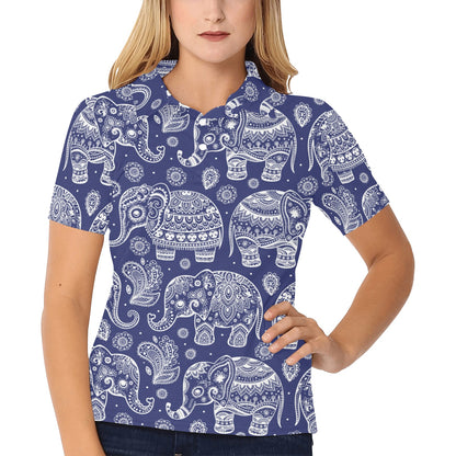 White Elephant Mandala Women's Polo Shirt