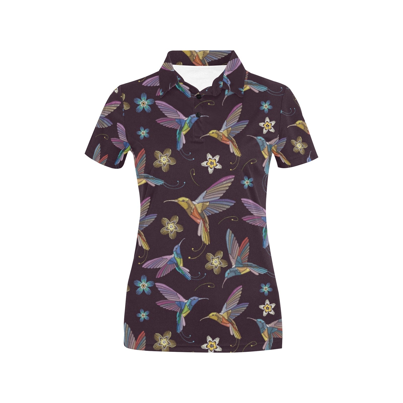 Hummingbird Pattern Print Design 04 Women's Polo Shirt