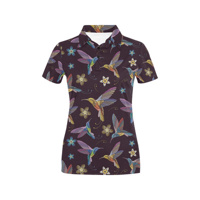 Hummingbird Pattern Print Design 04 Women's Polo Shirt