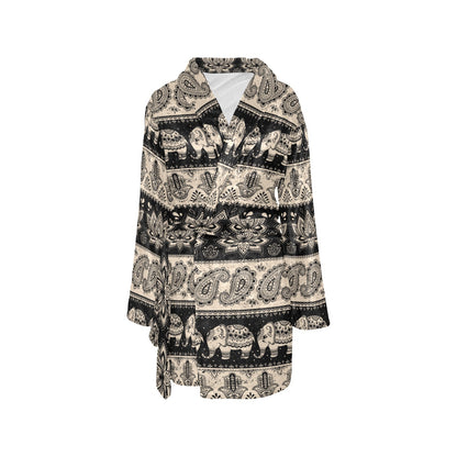 Elephant Hansa Lotus Pattern Women's Fleece Robe