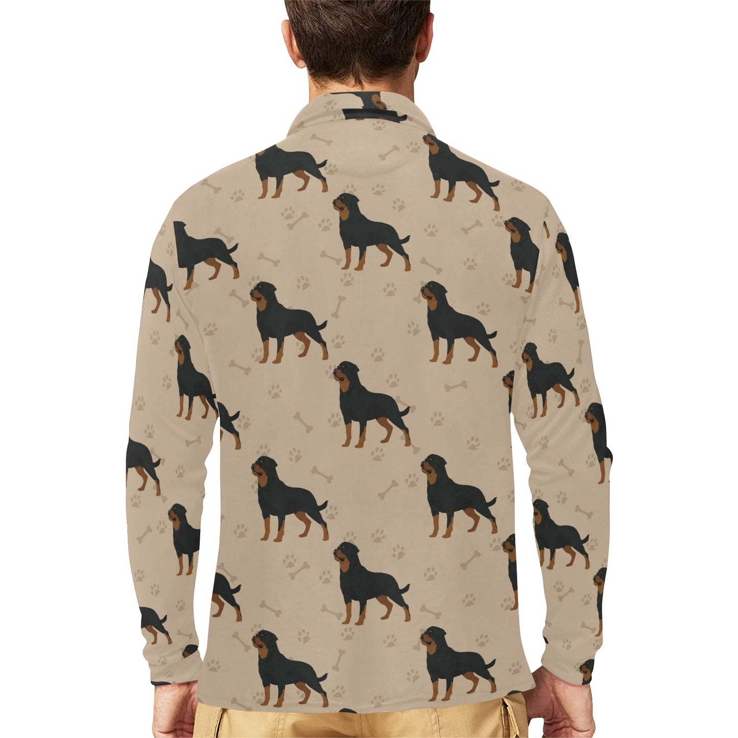 Rottweiler Pattern Print Design A01 Long Sleeve Polo Shirt For Men's