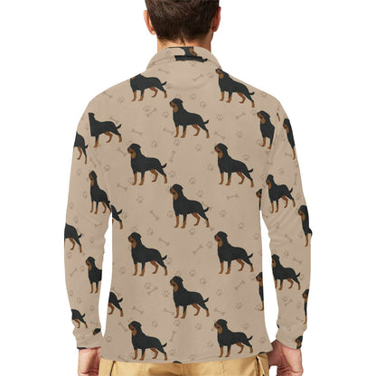 Rottweiler Pattern Print Design A01 Long Sleeve Polo Shirt For Men's