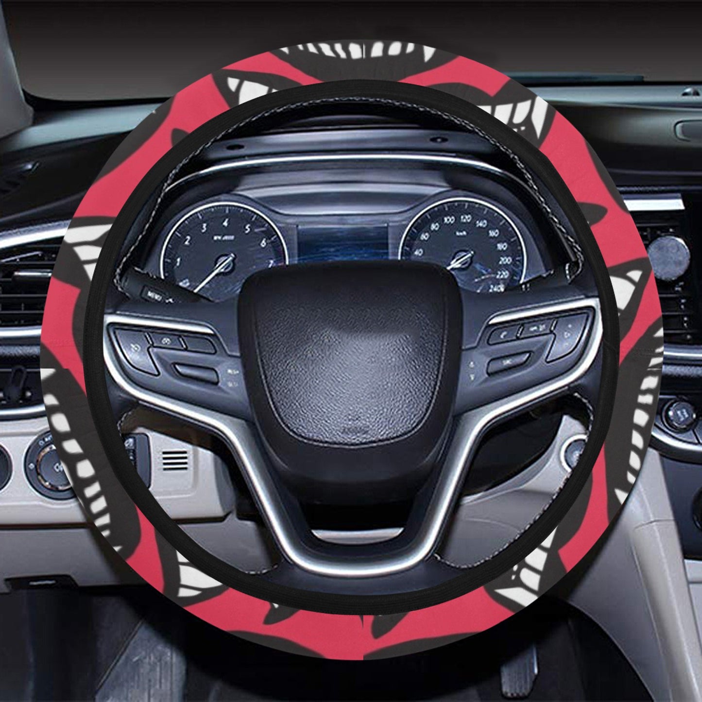 Vampire Lips Print Design LKS305 Steering Wheel Cover with Elastic Edge