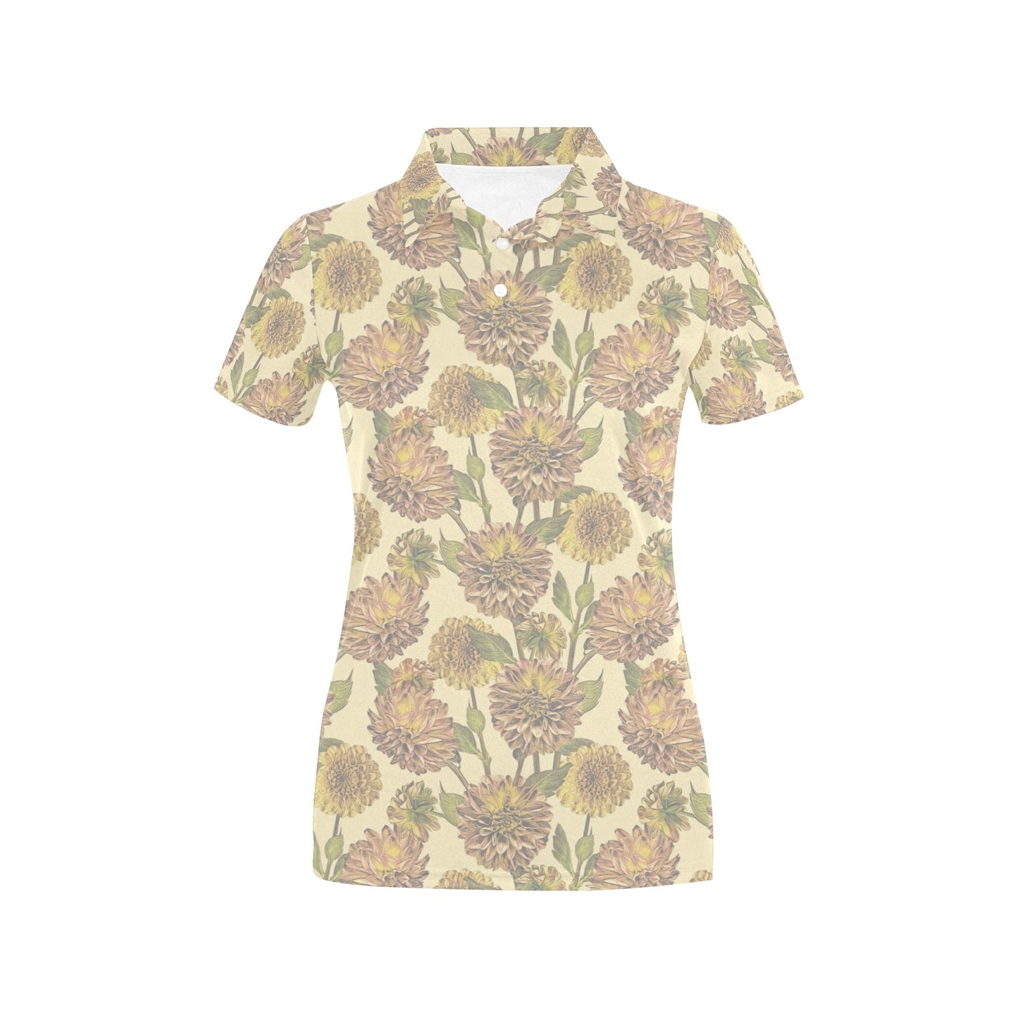 Dahlia Pattern Print Design DH09 Women's Polo Shirt