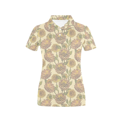 Dahlia Pattern Print Design DH09 Women's Polo Shirt