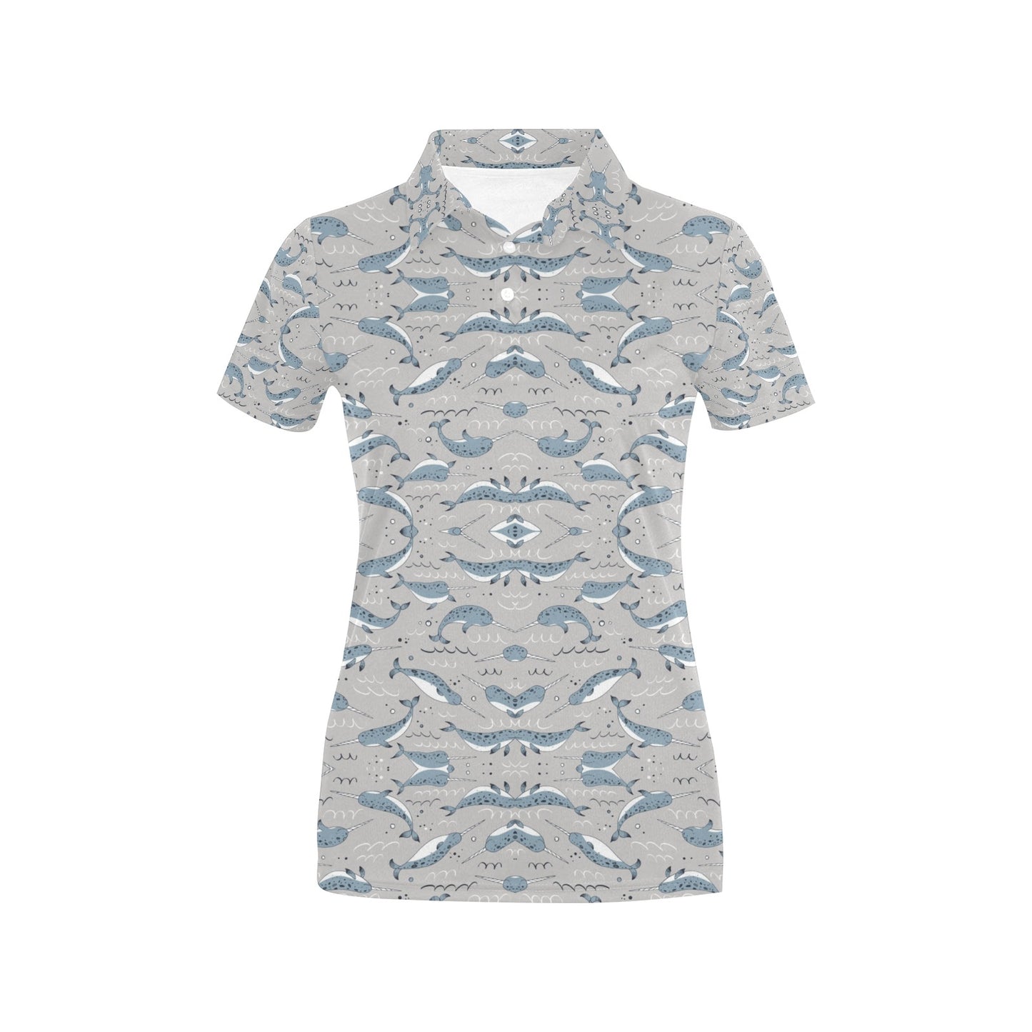 Narwhal Pattern Print Women's Polo Shirt