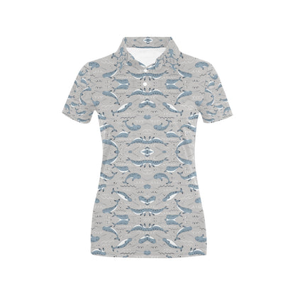 Narwhal Pattern Print Women's Polo Shirt
