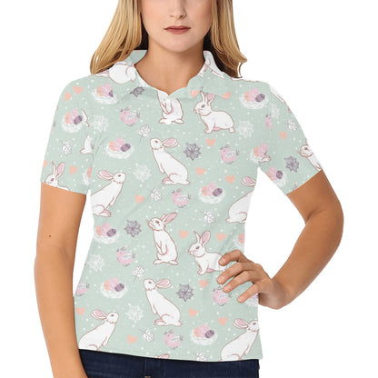 Rabbit Pattern Print Design RB011 Women's Polo Shirt