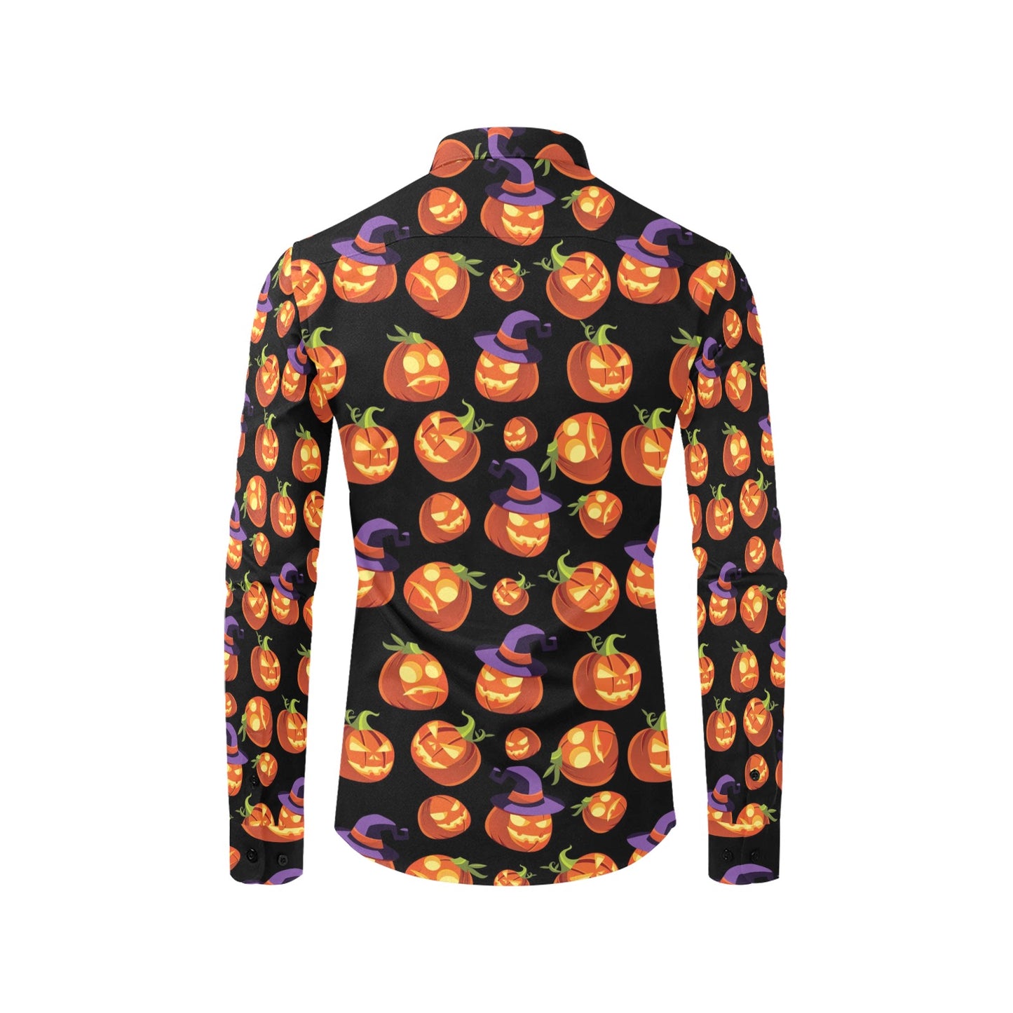 Witch Pumpkin Halloween Print LKS302 Men's Long Sleeve Dress Shirt