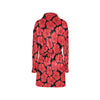 Hibiscus Red Pattern Print Design LKS306 Women's Fleece Robe