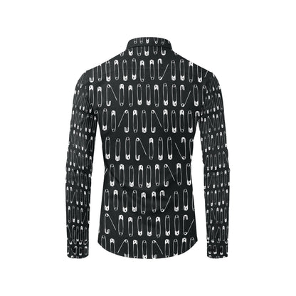 Safety Pin Print Design LKS302 Men's Long Sleeve Dress Shirt
