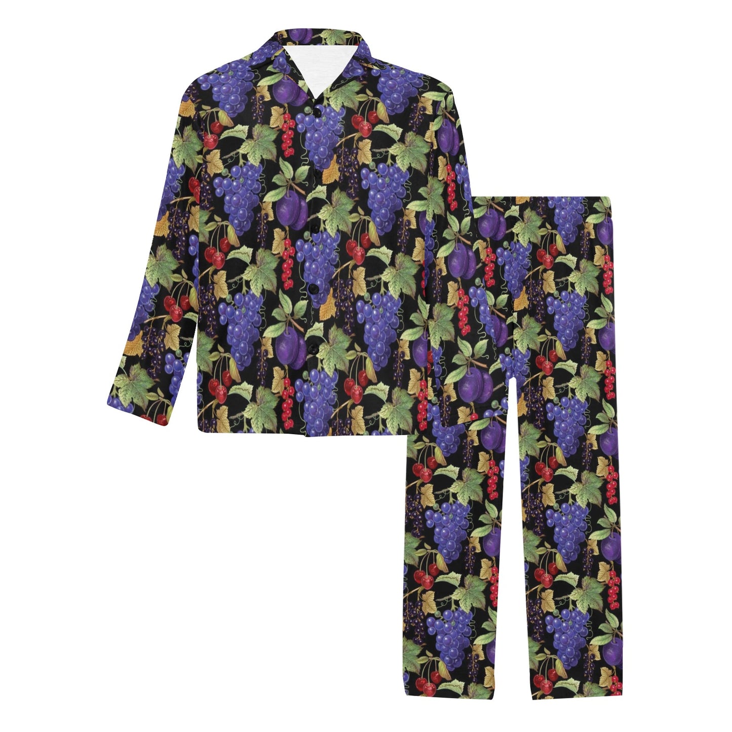 Grape Pattern Print Design GP05 Men's Long Pajama Set